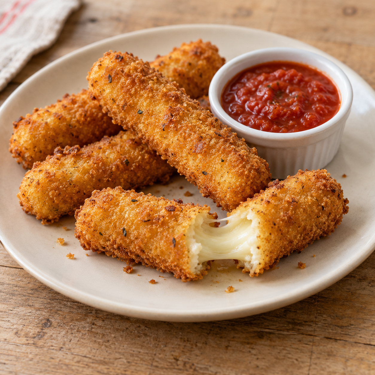 Mozzarella sticks with marinara sauce